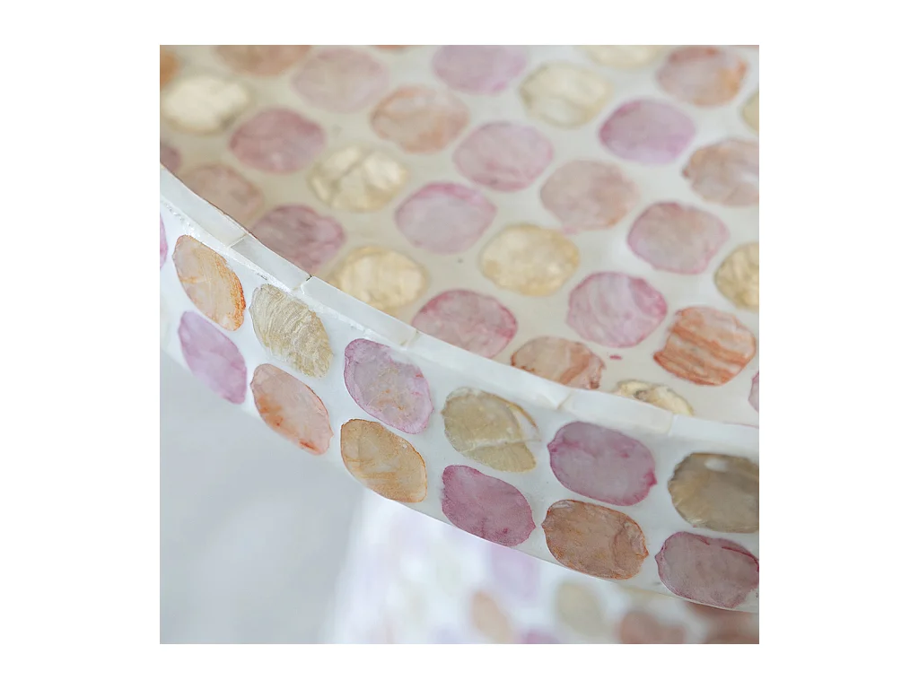 Now's Home - Meuble D'appoint En Coquilles De Capiz Rose 40x40xht48cm Elora