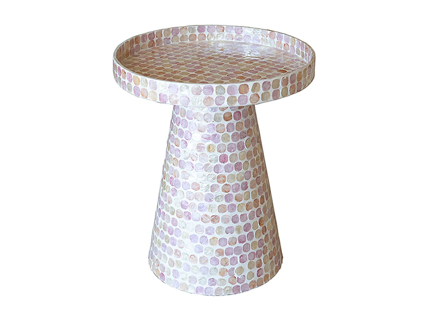 Now's Home - Meuble D'appoint En Coquilles De Capiz Rose 40x40xht48cm Elora