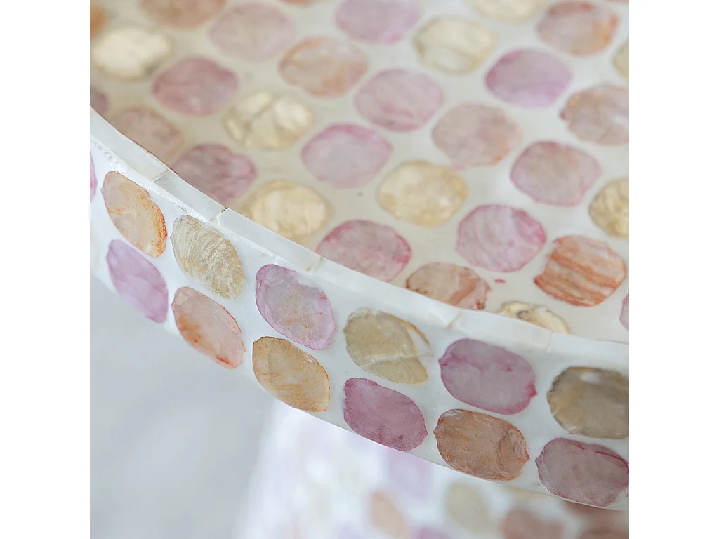 Now's Home - Meuble D'appoint En Coquilles De Capiz Rose 40x40xht48cm Elora