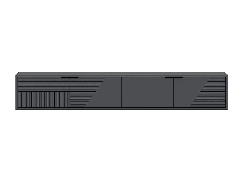 Wand-TV-Möbel mit 2 klappbaren, gerippten Türen L180 cm - PARLA