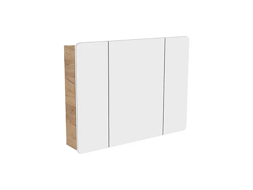 Meuble salle de bain ERBANO – Chêne clair – 100x75 cm – 3 portes avec miroirs – À suspendre