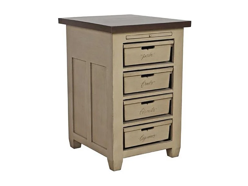 Meuble de cuisine bas 4 bacs Bois Beige - Brocante Interior's