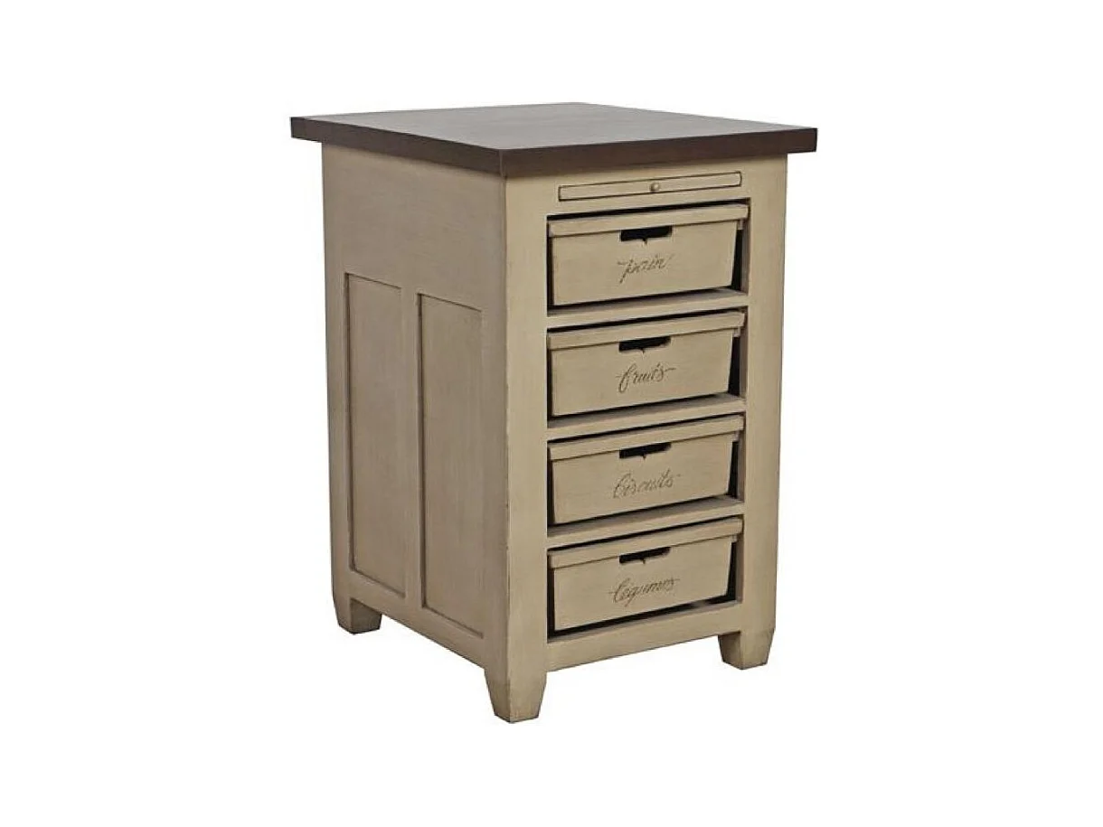 Meuble de cuisine bas 4 bacs Bois Beige - Brocante Interior's