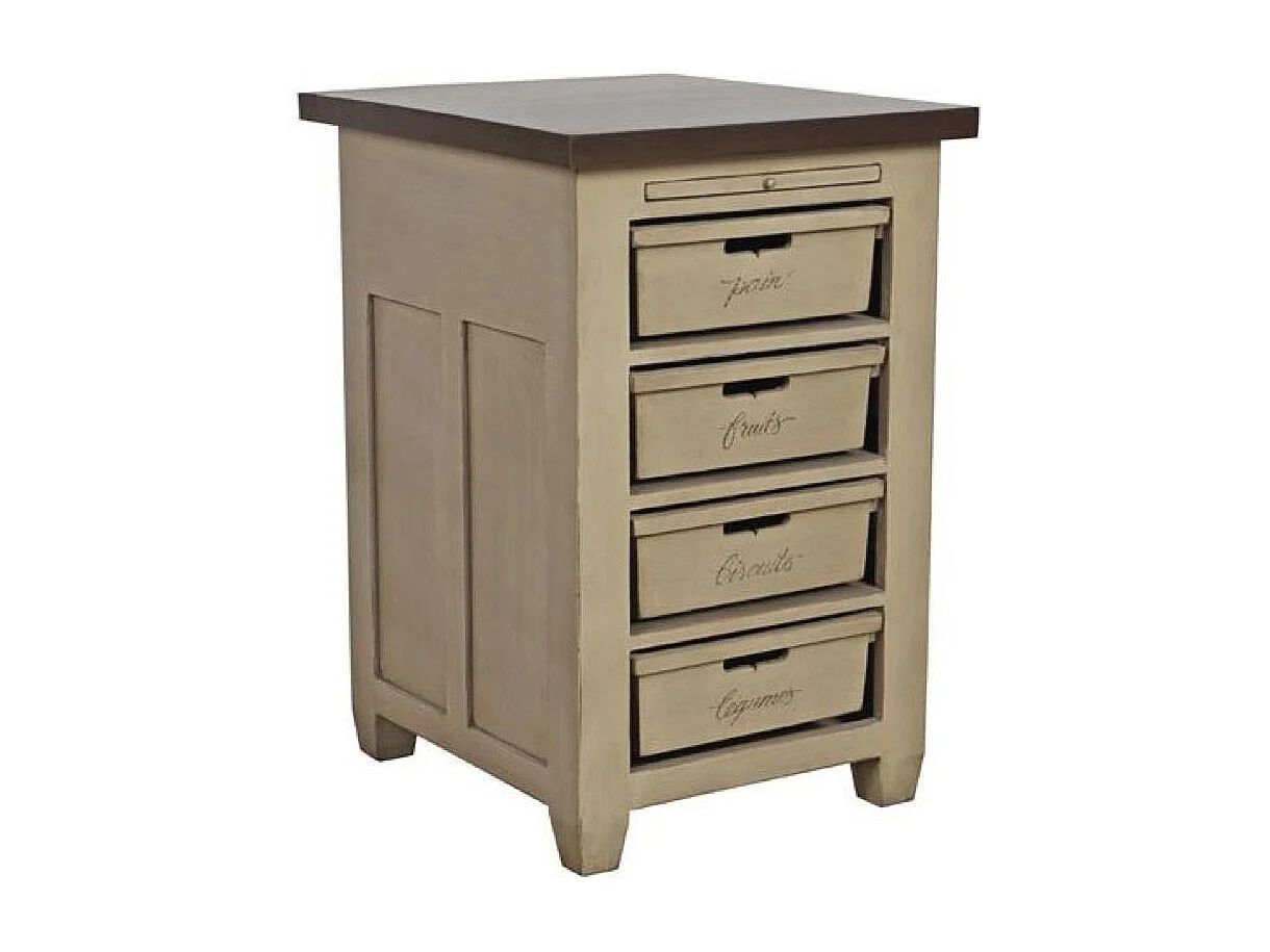 Meuble de cuisine bas 4 bacs Bois Beige - Brocante Interior's