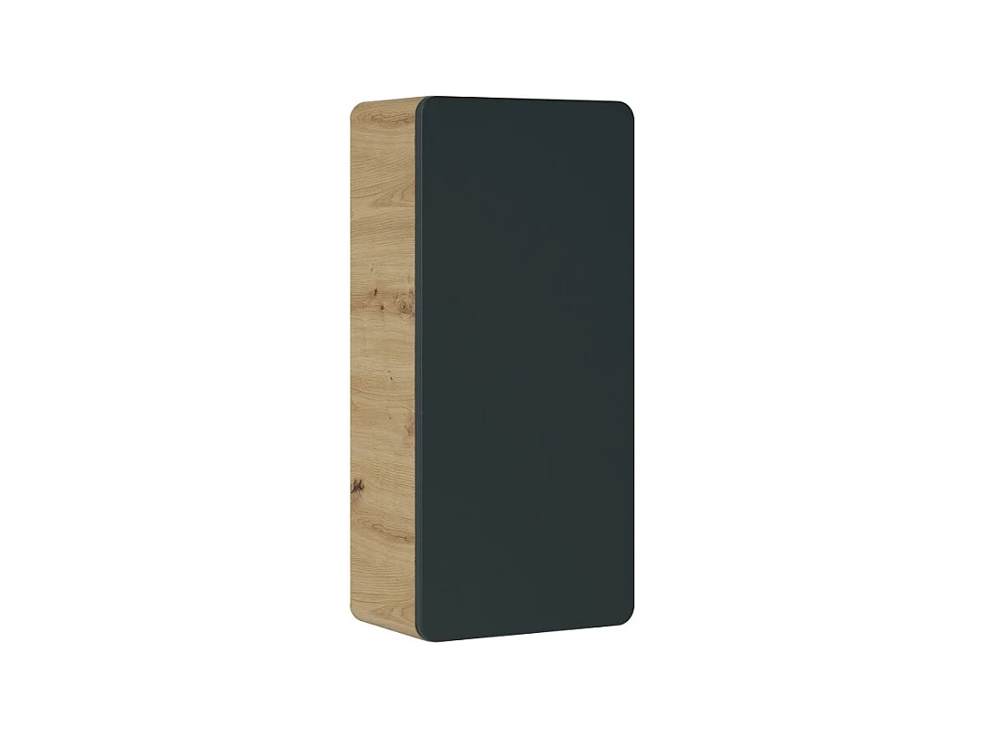 Mueble de almacenamiento para baño ERBANO – 1 puerta – 35x75 cm – Roble claro y gris antracita