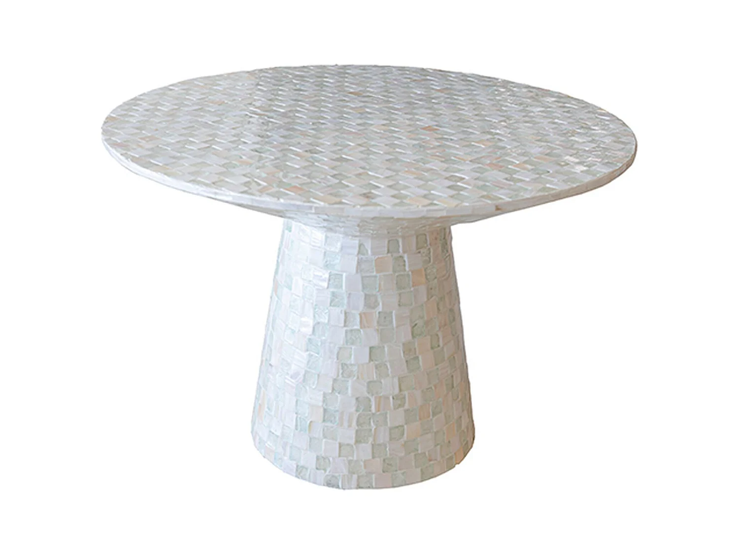 Now's Home - Table Basse Ronde En Coquille De  Capiz Verte 58x58x40cm Zina