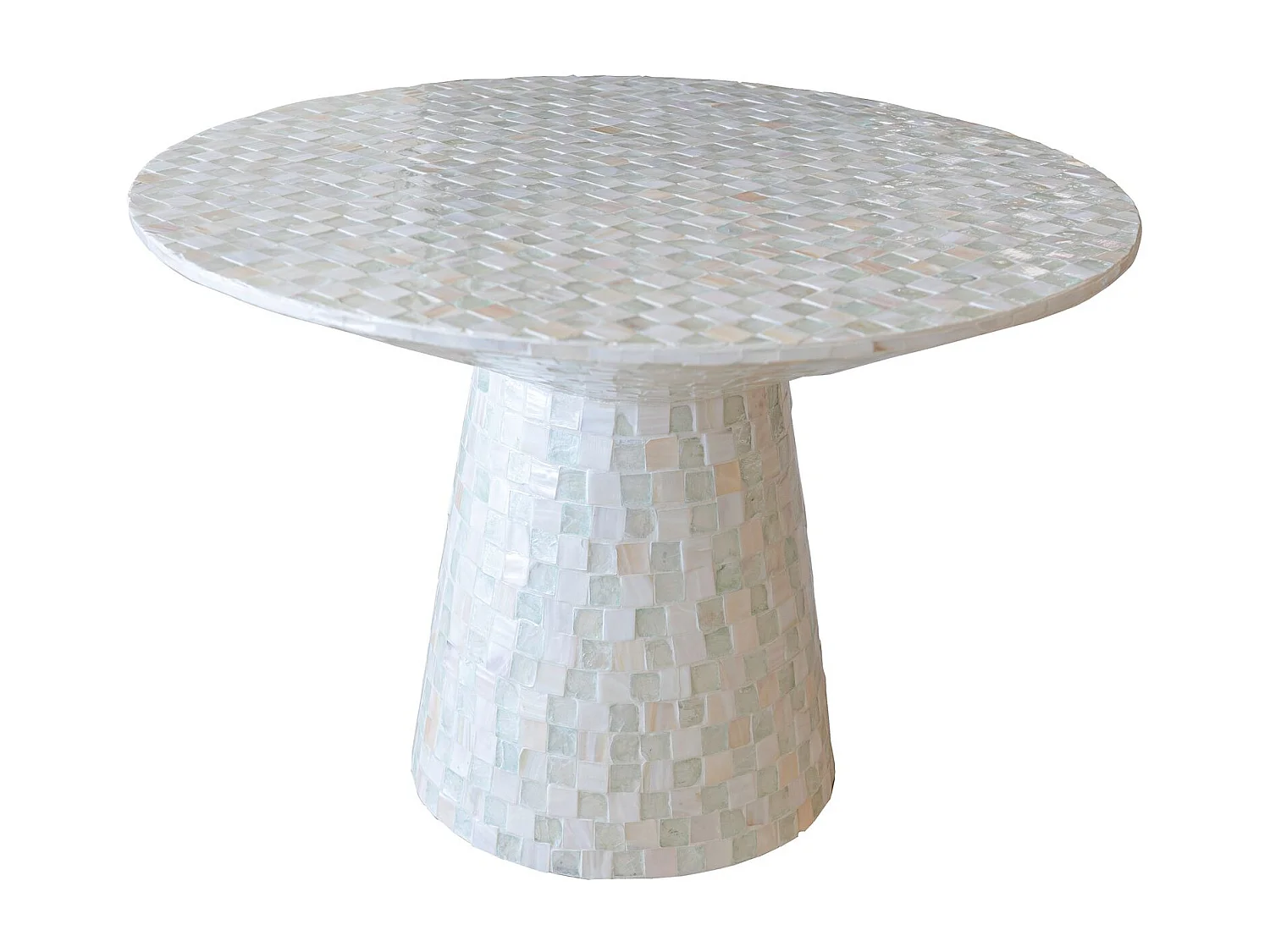 Now's Home - Table Basse Ronde En Coquille De  Capiz Verte 58x58x40cm Zina