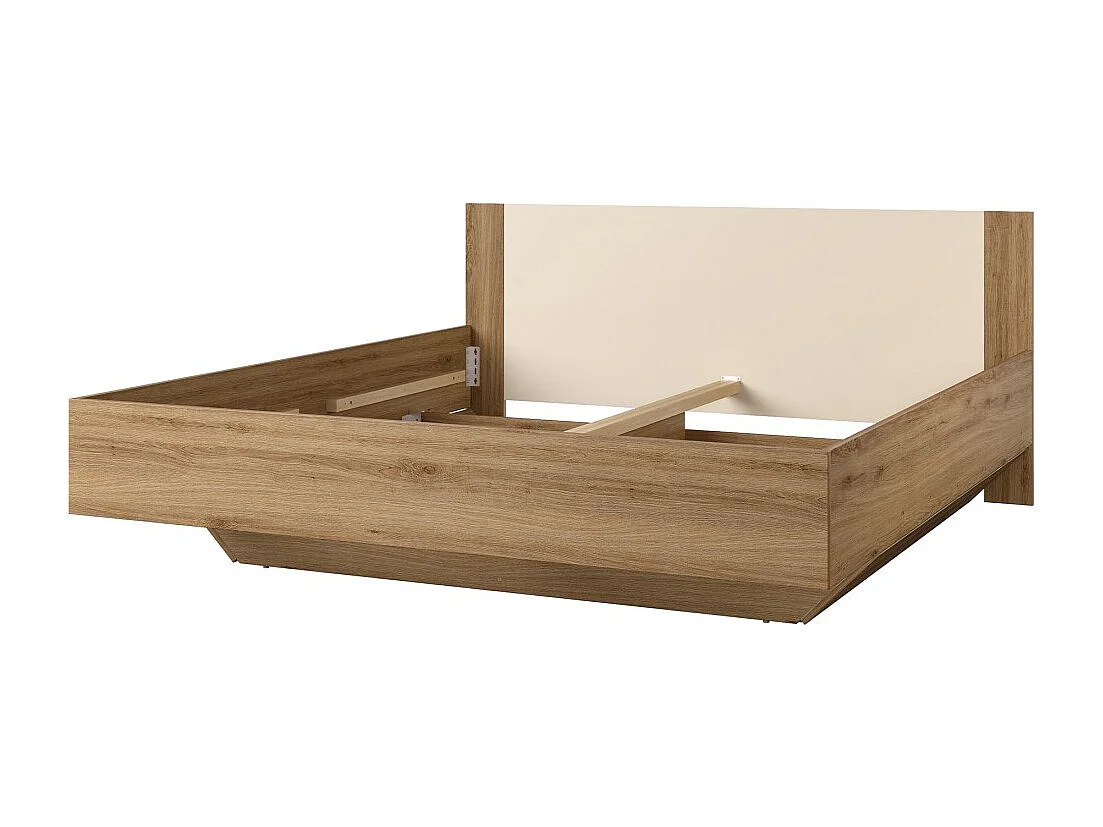 Cama VERTIGO – 180x200 cm – Roble salvaje y beige arena – Sin somier – Pie de cama diseño