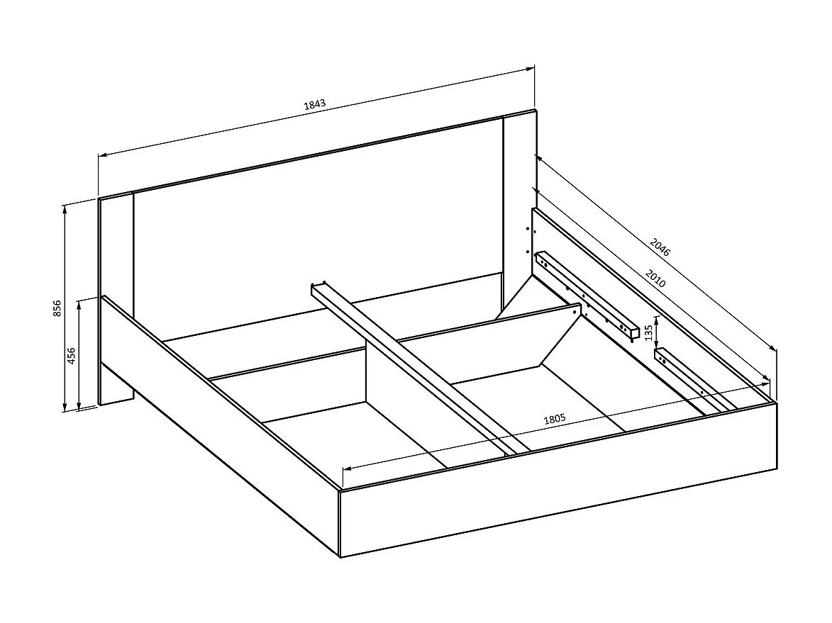 Cama VERTIGO – 180x200 cm – Roble salvaje y beige arena – Sin somier – Pie de cama diseño