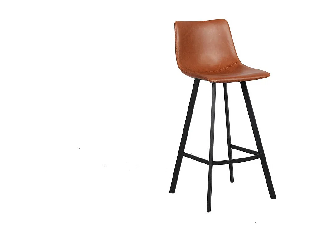 Conjunto de 2 banquetas de bar OZON – Cor Cognac – Assento em PU – Conforto moderno e estilo elegante