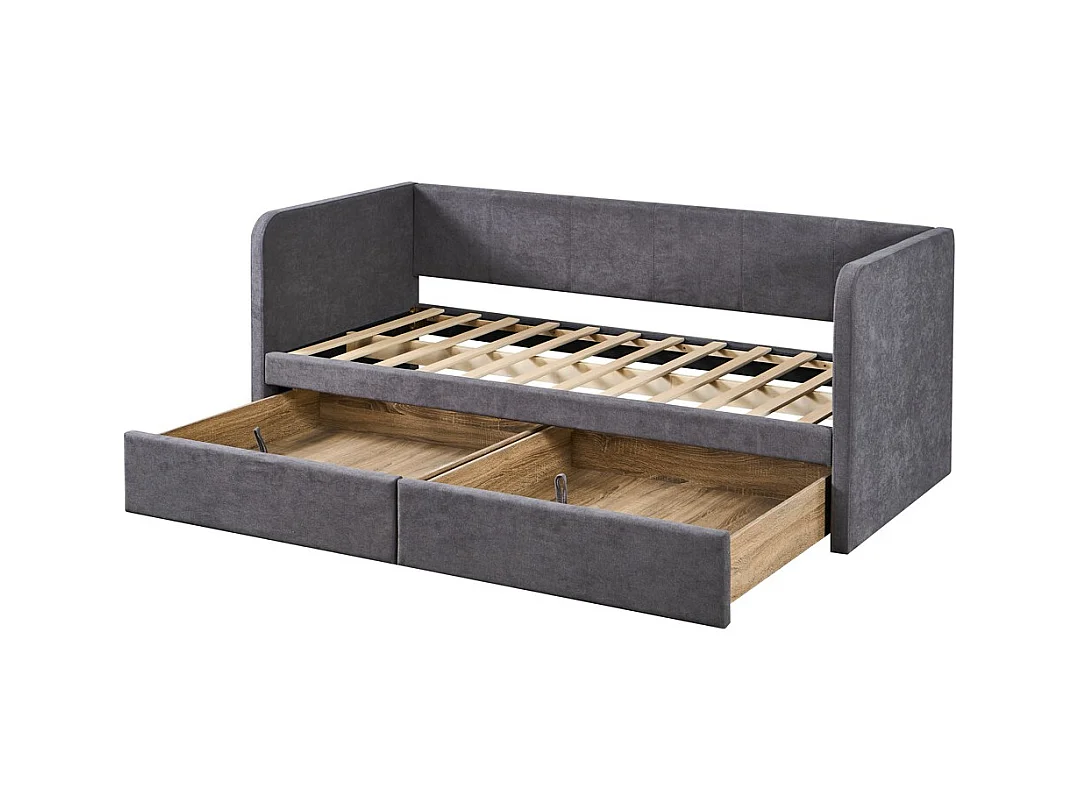 Cama PARMA 90x200 cm – Tela gris – Somier incluido – Diseño moderno y estructura robusta