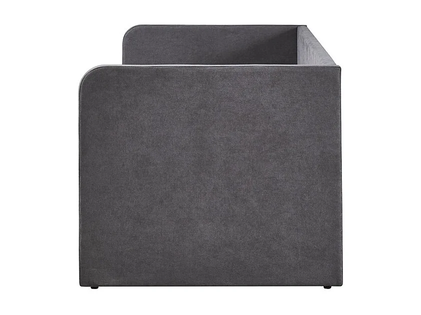 Lit PARME 90x200 cm – Stoff grau – Lattenrost inklusive – Modernes Design und robuste Struktur