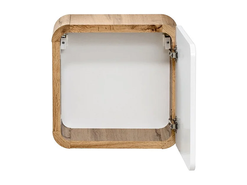 Mueble para baño ERBANO – Roble claro y blanco brillante – 35x35 cm – 1 puerta – Para colgar