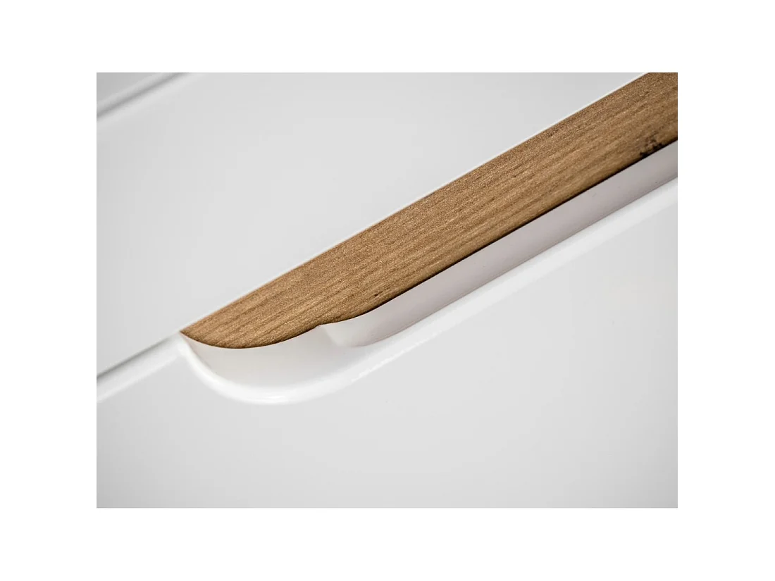 Meuble salle de bain ERBANO – Chêne clair et blanc brillant – 35x35 cm – 1 porte – À suspendre