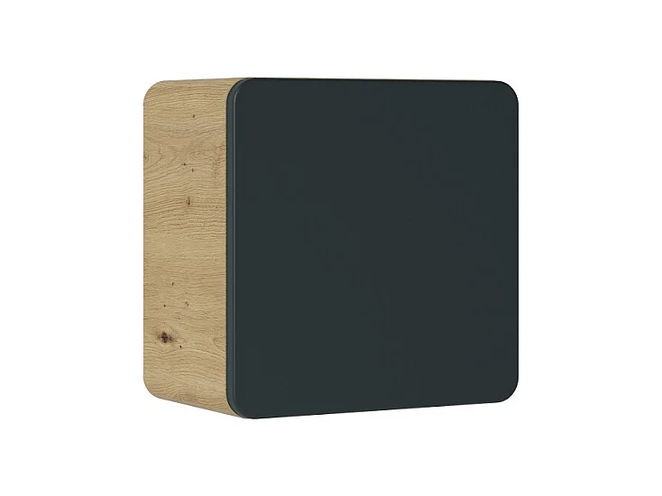 Meuble de rangement salle de bain ERBANO – 1 porte – 35x35 cm – Chêne clair et gris anthracite