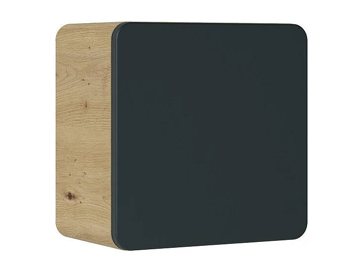 Meuble de rangement salle de bain ERBANO – 1 porte – 35x35 cm – Chêne clair et gris anthracite