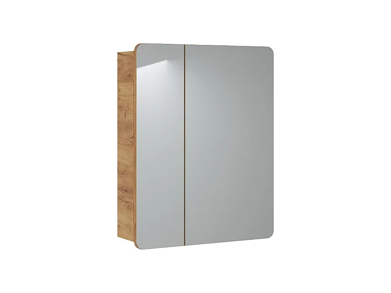 Mueble de baño ERBANO – Roble claro – 60x75 cm – 2 puertas con espejos – Para colgar