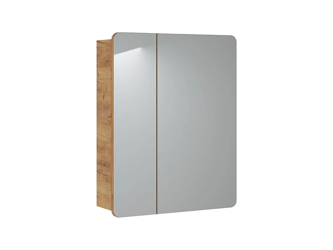 Meuble salle de bain ERBANO – Chêne clair – 60x75 cm – 2 portes avec miroirs – À suspendre