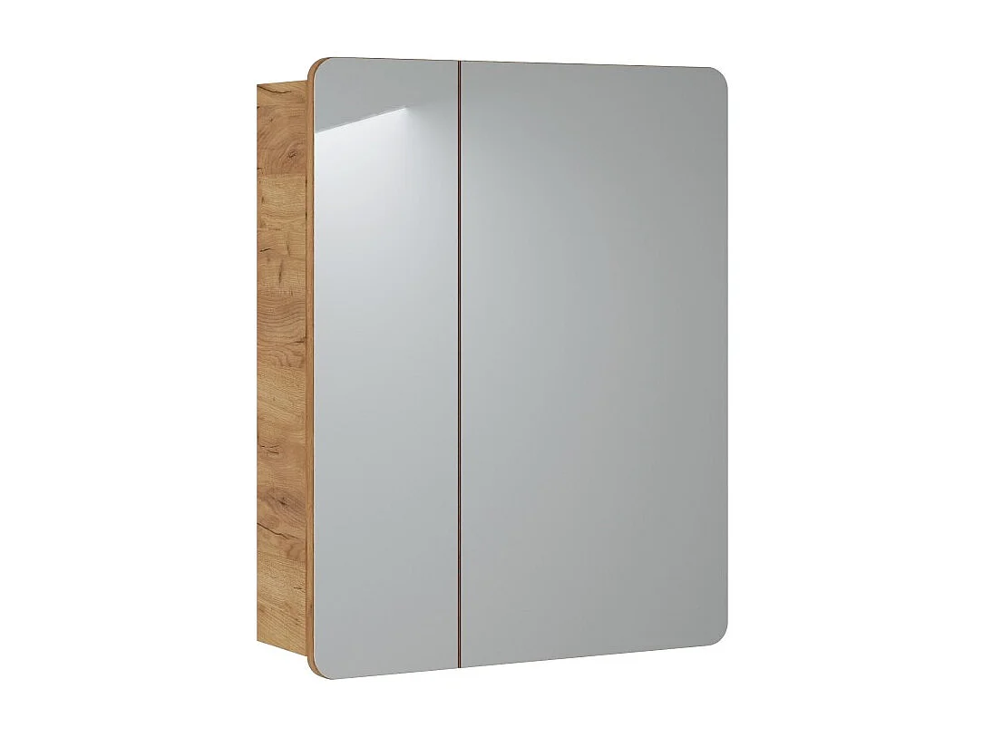 Mueble de baño ERBANO – Roble claro – 60x75 cm – 2 puertas con espejos – Para colgar