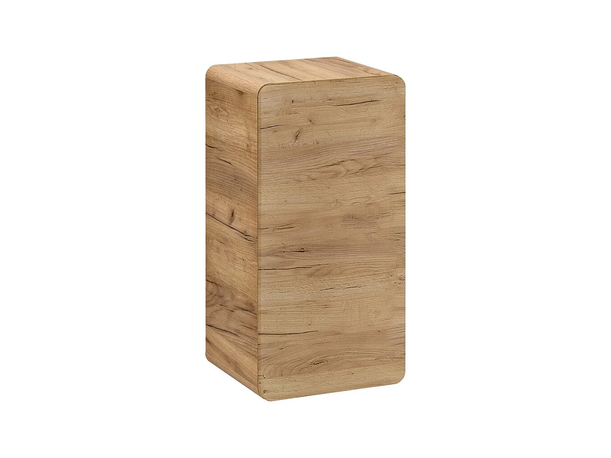 Meuble de rangement salle de bain ERBANO – 1 porte – Coloris chêne clair – Compact et suspendu