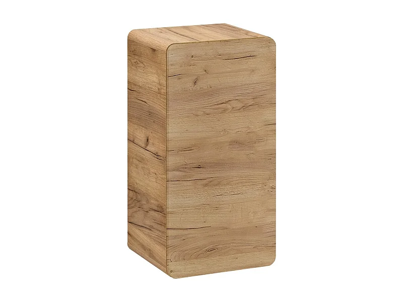 Meuble de rangement salle de bain ERBANO – 1 porte – Coloris chêne clair – Compact et suspendu