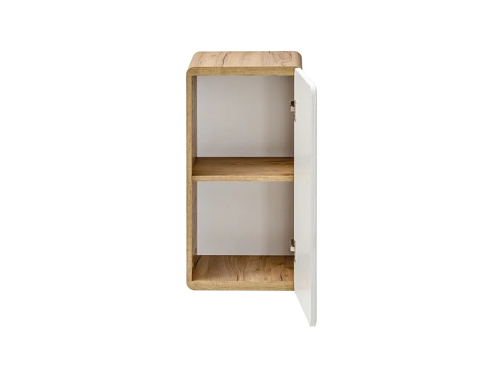 Mueble de baño ERBANO – Roble claro y blanco brillante – 35x68 cm – 1 puerta – Para colgar