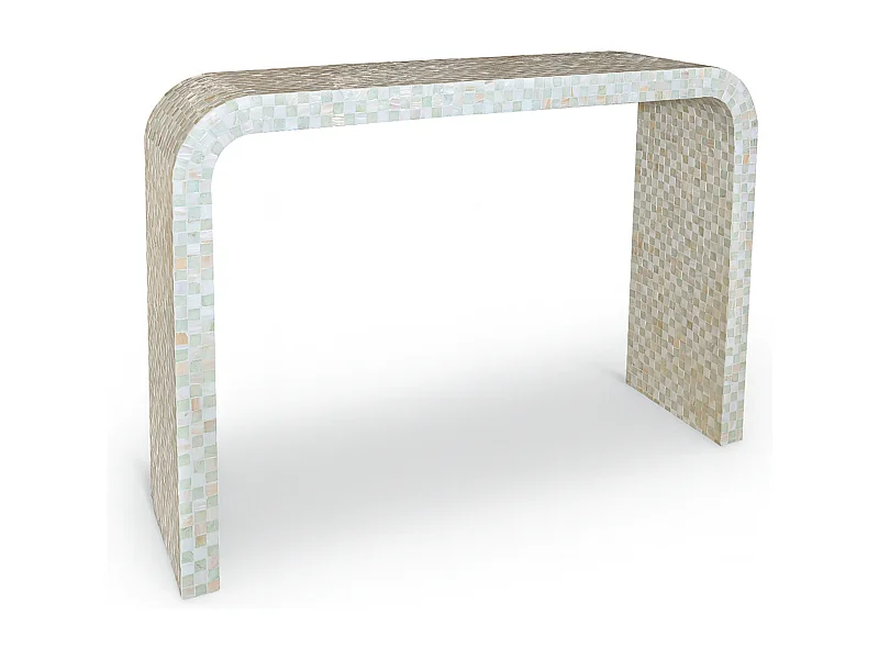 Now's Home - Console En Coquille De Capiz Verte Fait Main 115x30x76cm Zina