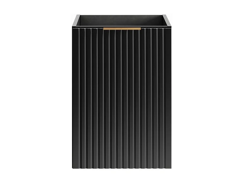 Meuble de rangement NOXERA – 40 cm – Panier à linge intégré – Noir mat – Design rainuré