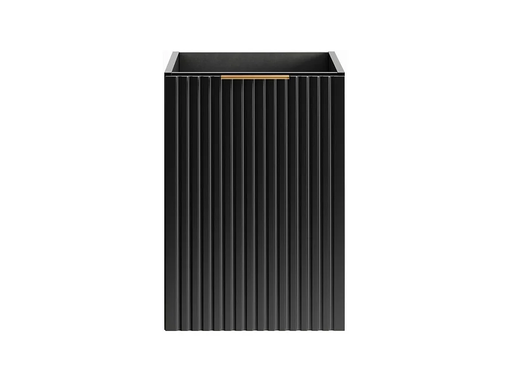 Mueble de almacenamiento NOXERA – 40 cm – Cesto para la ropa integrado – Negro mate – Diseño estriado
