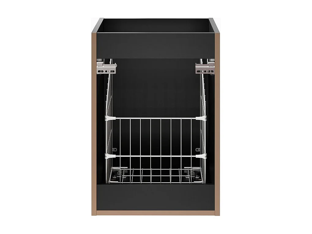 Mueble de almacenamiento NOXERA – 40 cm – Cesto para la ropa integrado – Negro mate – Diseño estriado