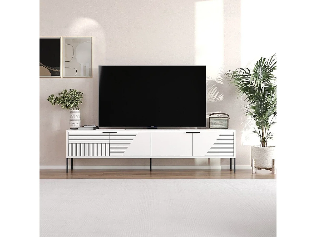 Stojak pod TV – 180 cm – Biały – MDF
