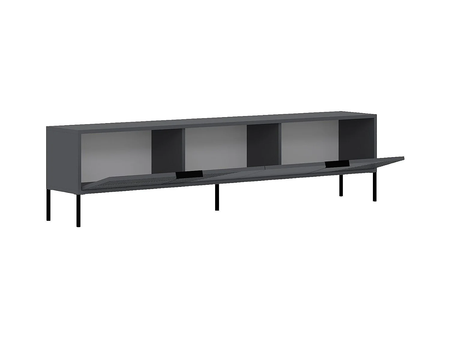 Mueble de TV con patas, 2 puertas abatibles estriadas, L180 cm - DORE