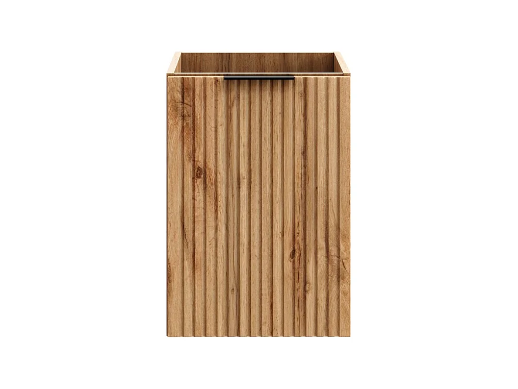 Meuble de rangement NOXERA – 40 cm – Avec panier à linge – Coloris chêne wotan – Meuble suspendu