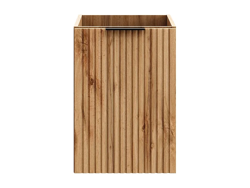 Mueble de almacenamiento NOXERA – 40 cm – Con cesto para la ropa – Color roble wotan – Mueble suspendido