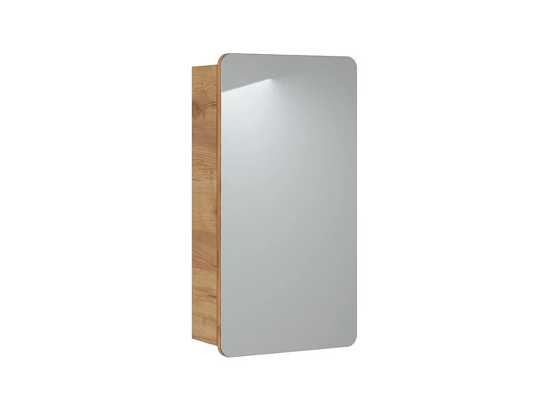 Meuble salle de bain ERBANO – Chêne clair – 40x75 cm – 1 porte avec miroir – À suspendre