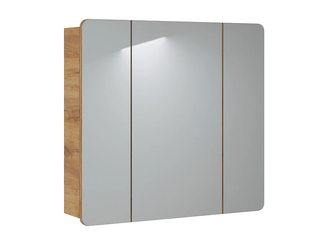 Mueble de baño ERBANO – Roble claro – 80x75 cm – 3 puertas con espejos – Para colgar