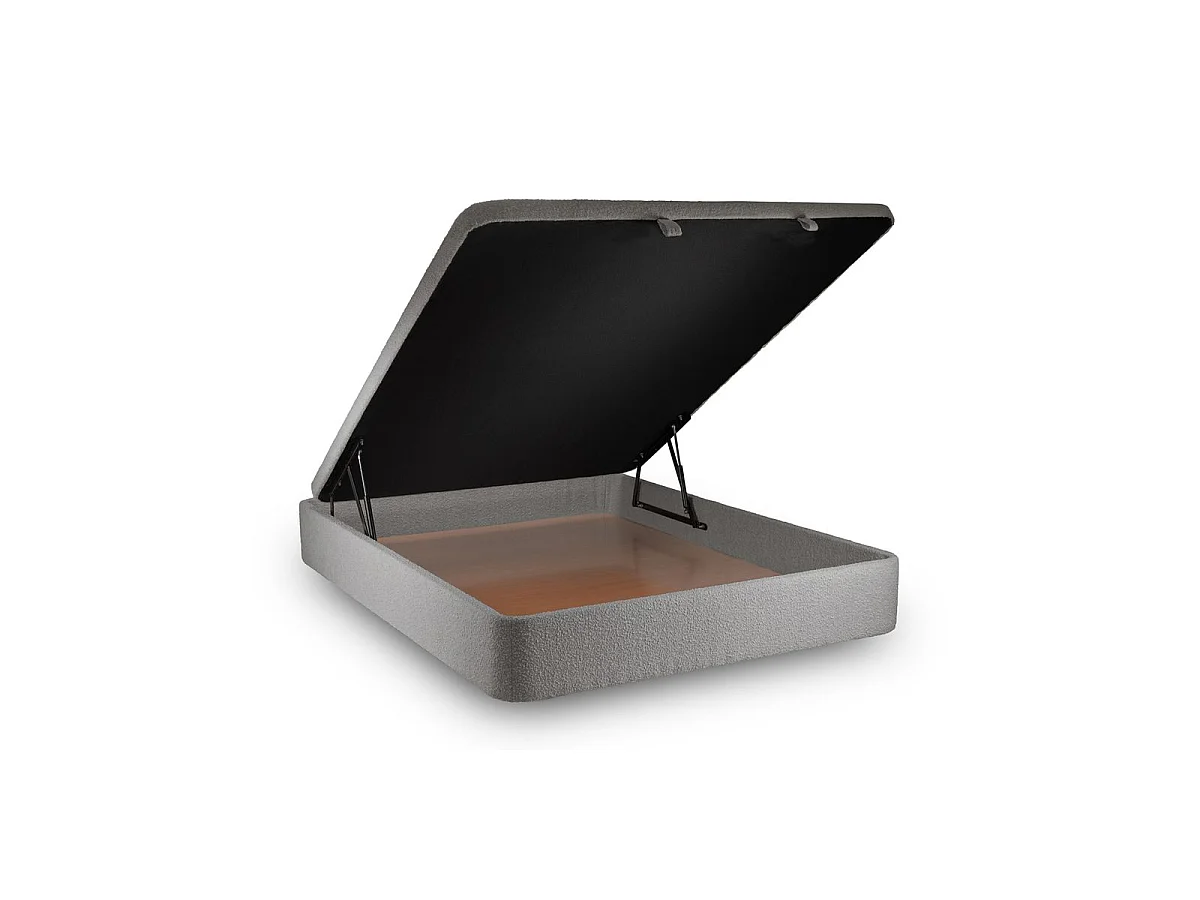 Lit coffre 160x200cm avec tête de lit lignes Bouclette Gris - Hauteur totale : 39cm