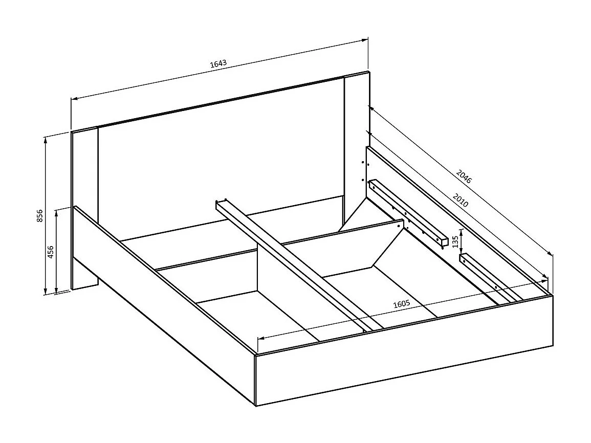 Cama baú VERTIGO – 160x200 cm – Carvalho selvagem e bege areia – Com pé design e estrado incluído
