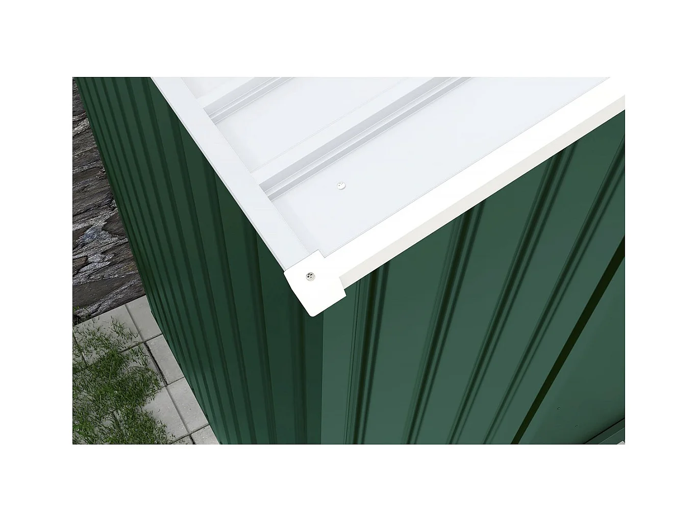 Abri de jardin métal - "Rosas " - 7,06 m² avec gouttière - Vert