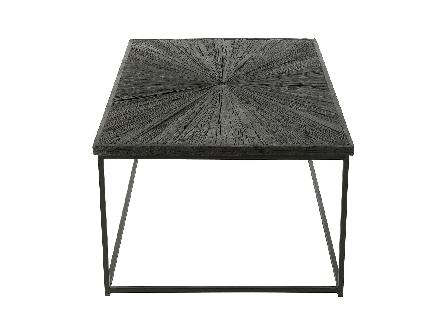 Table basse design bois noir et structure fer style industriel