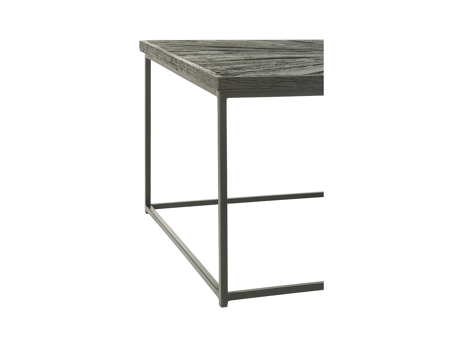 Table basse design bois noir et structure fer style industriel