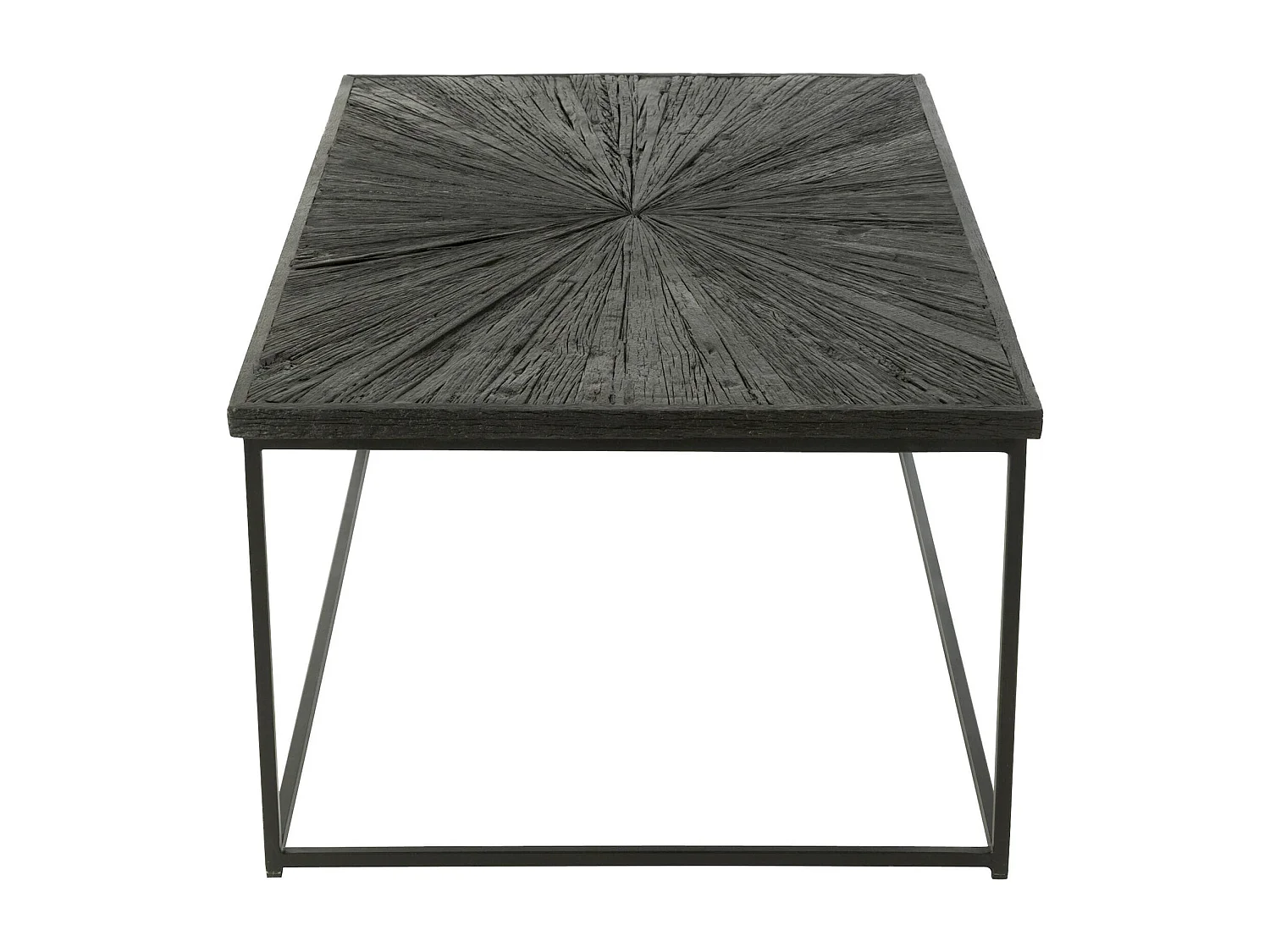 Table basse design bois noir et structure fer style industriel