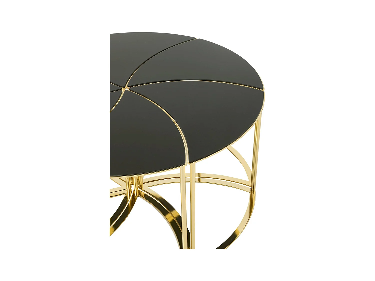 Table basse design métal doré et verre noir style contemporain