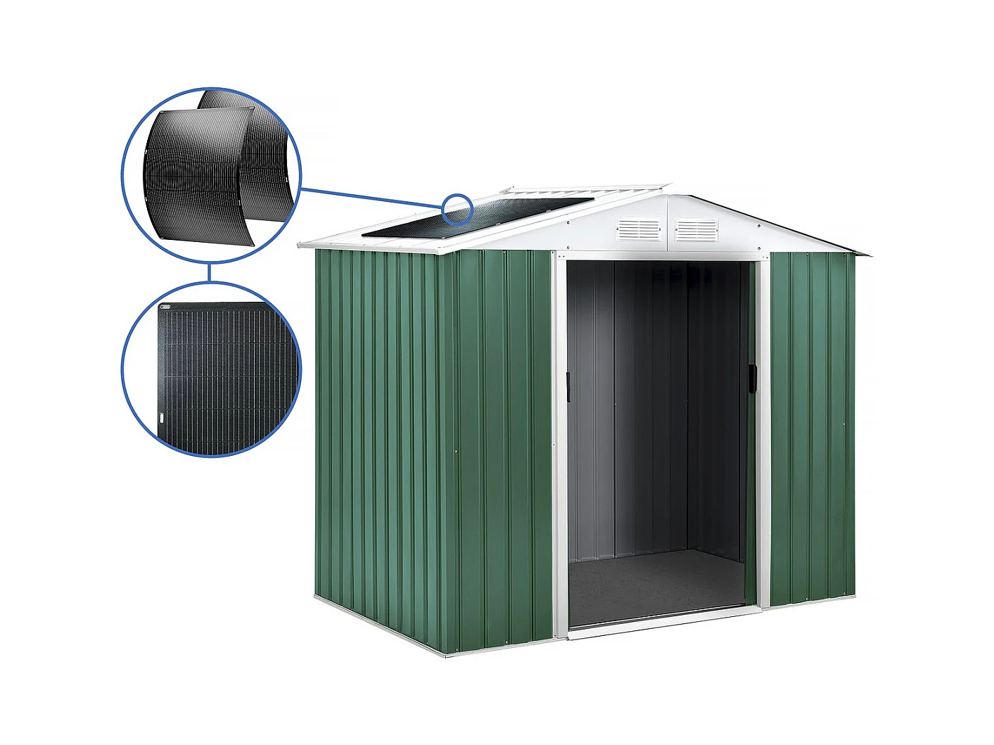 Abrigo de jardim em metal "Rosas" com painéis solares integrados - 4,07 m²