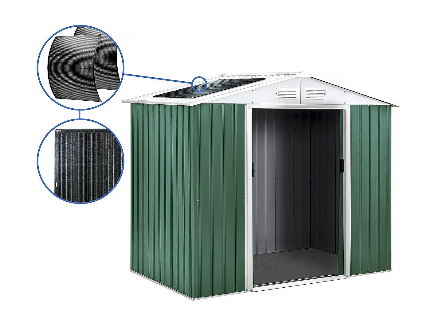 Tuinhuisje metaal - "Rosas " - 4,07 m² met zonnepanelen - Groen