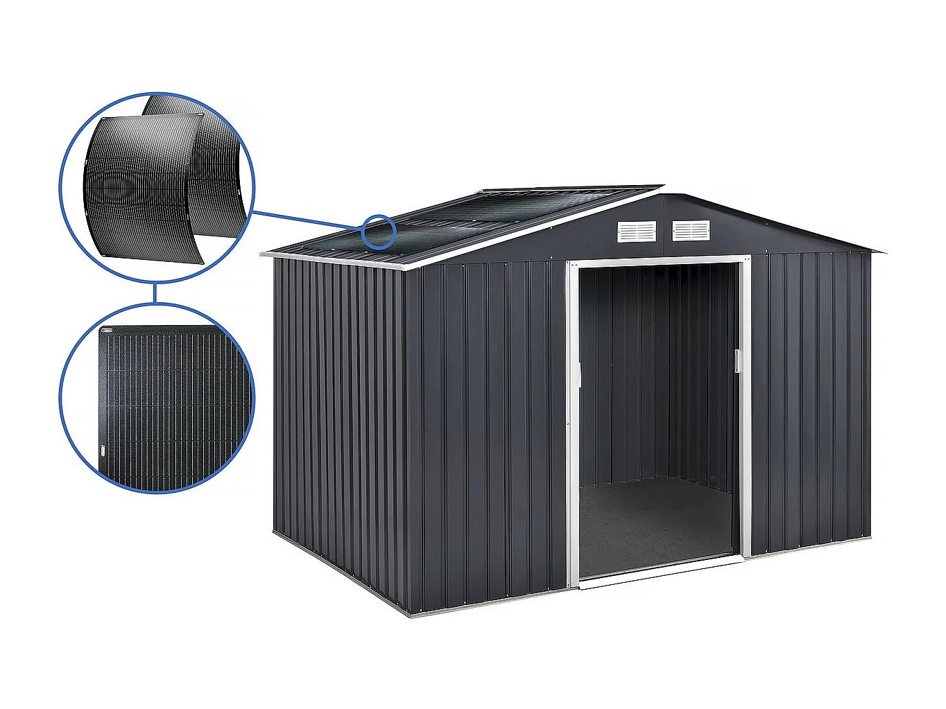 Tuinhuisje metaal - "Vegas" - 7,06 m² met zonnepanelen - Grijs