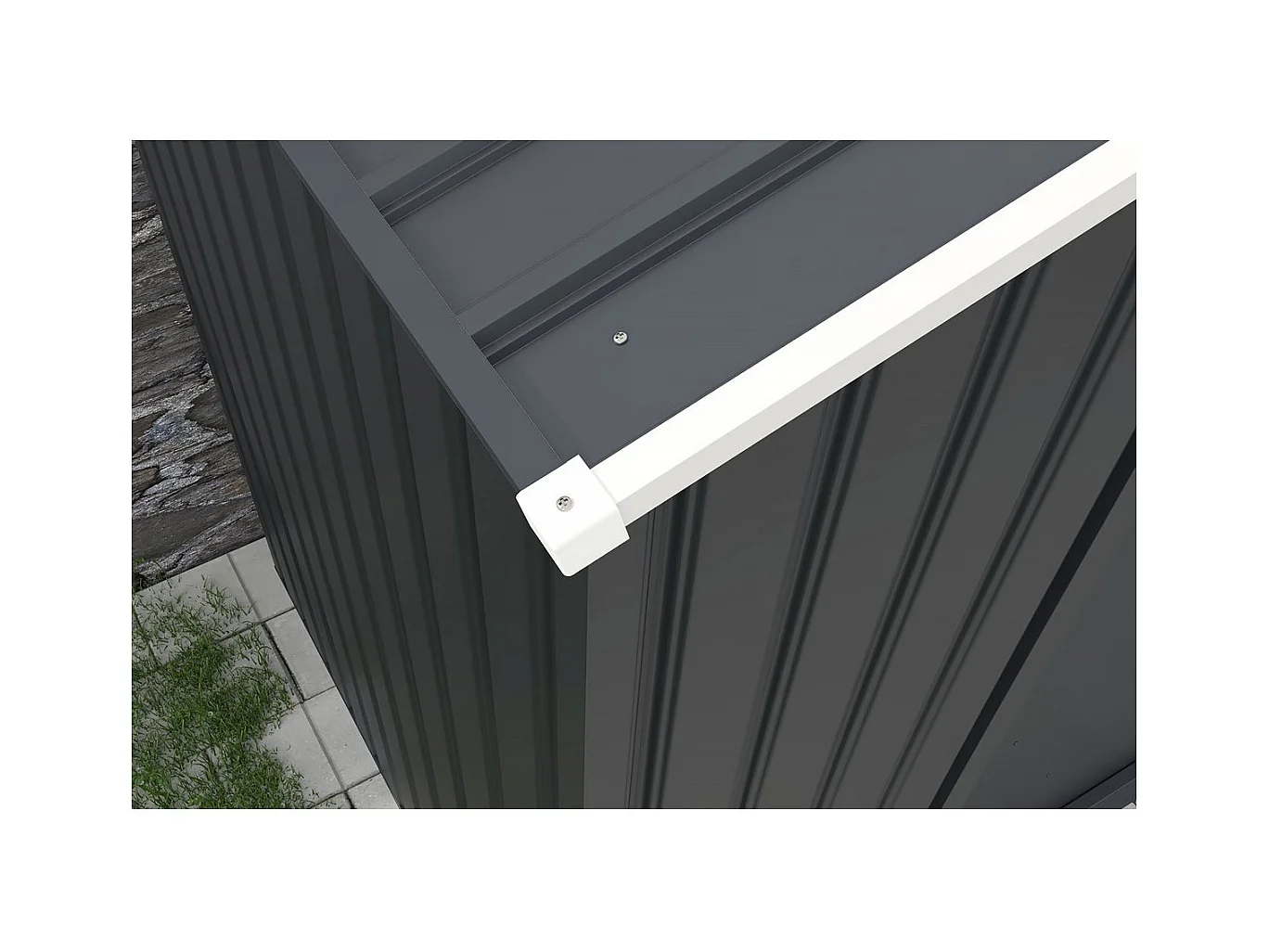 Abri de jardin métal - "Vegas" - 8,83 m² avec gouttière - Gris