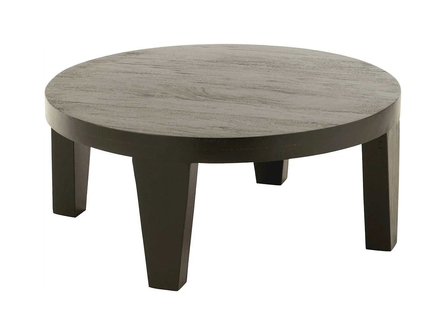 Table basse ronde en bois de manguier finition noir mat