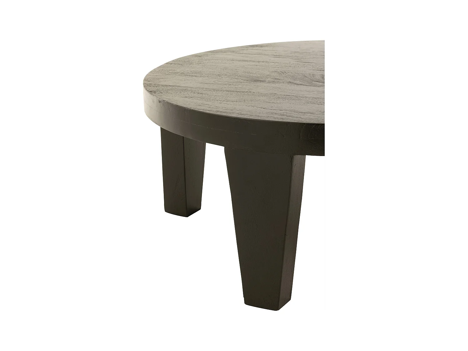 Table basse ronde en bois de manguier finition noir mat