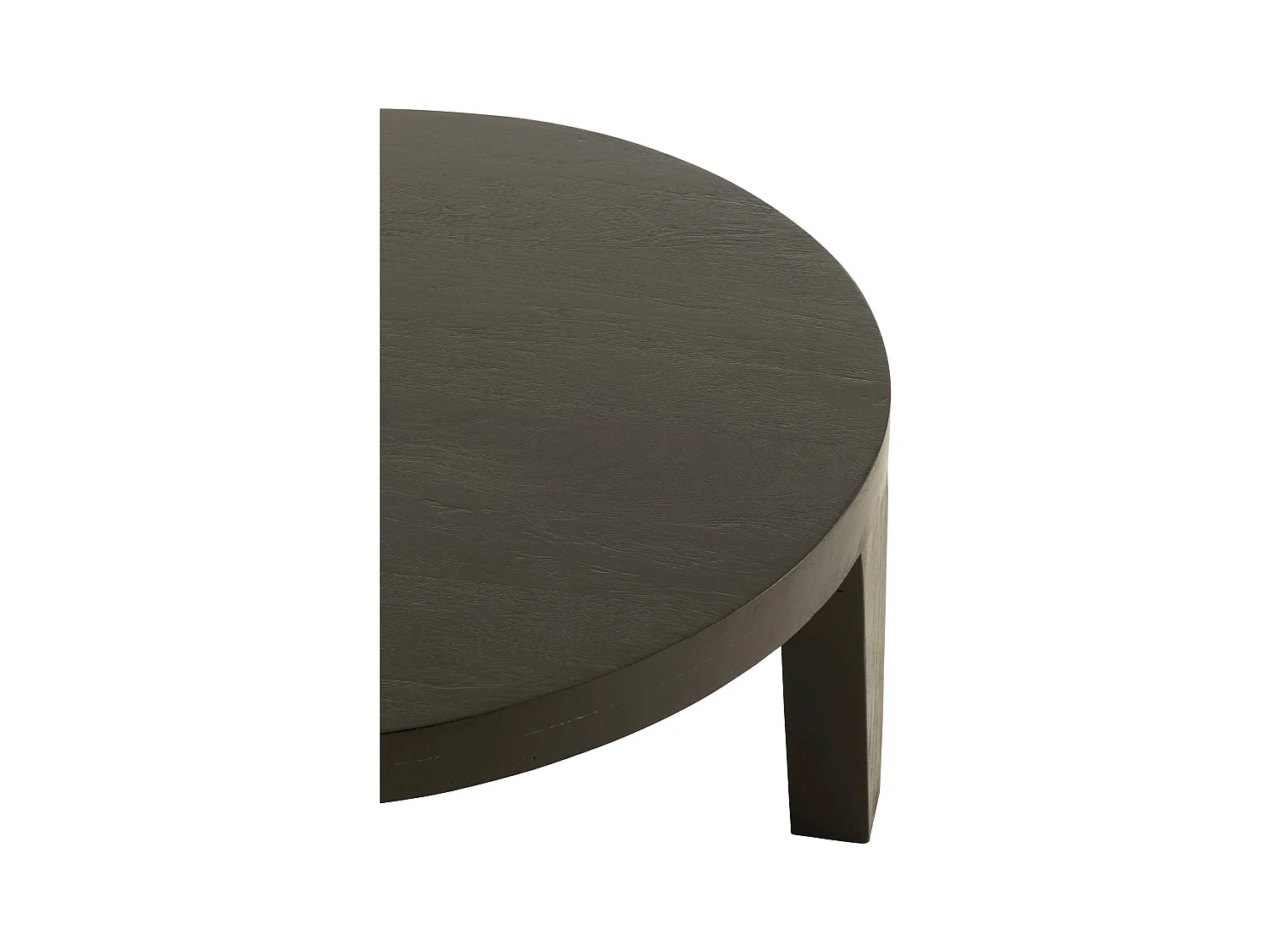 Table basse ronde en bois de manguier finition noir mat